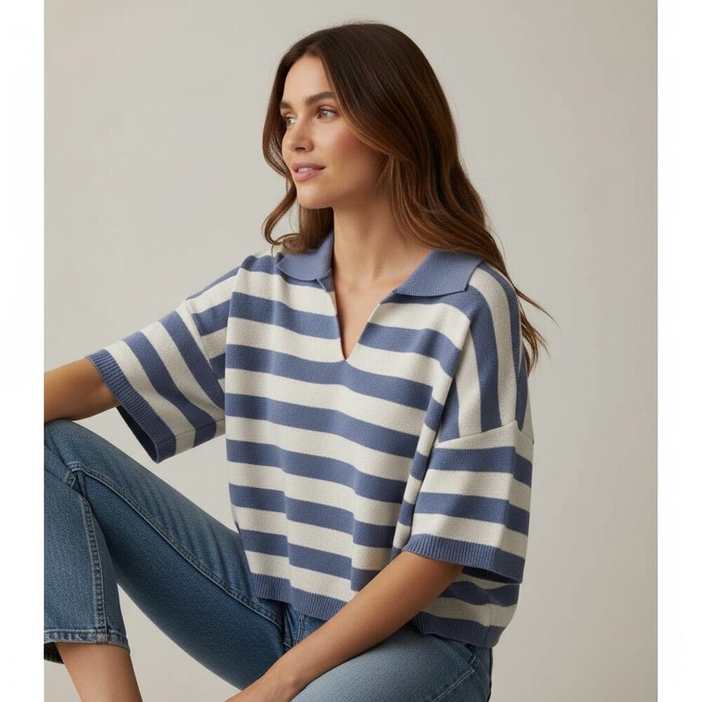 Voyageur by MERSEA Striped Sweater Top Boxy Size Small